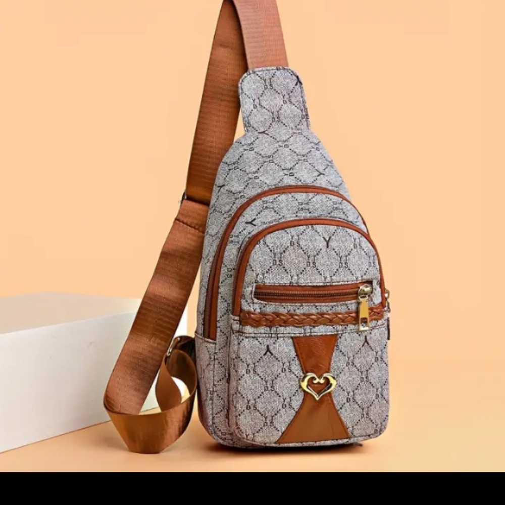 Classic Pattern Sling Bag, Casual Multifunctional Chest Bag, Women's Crossbody B
